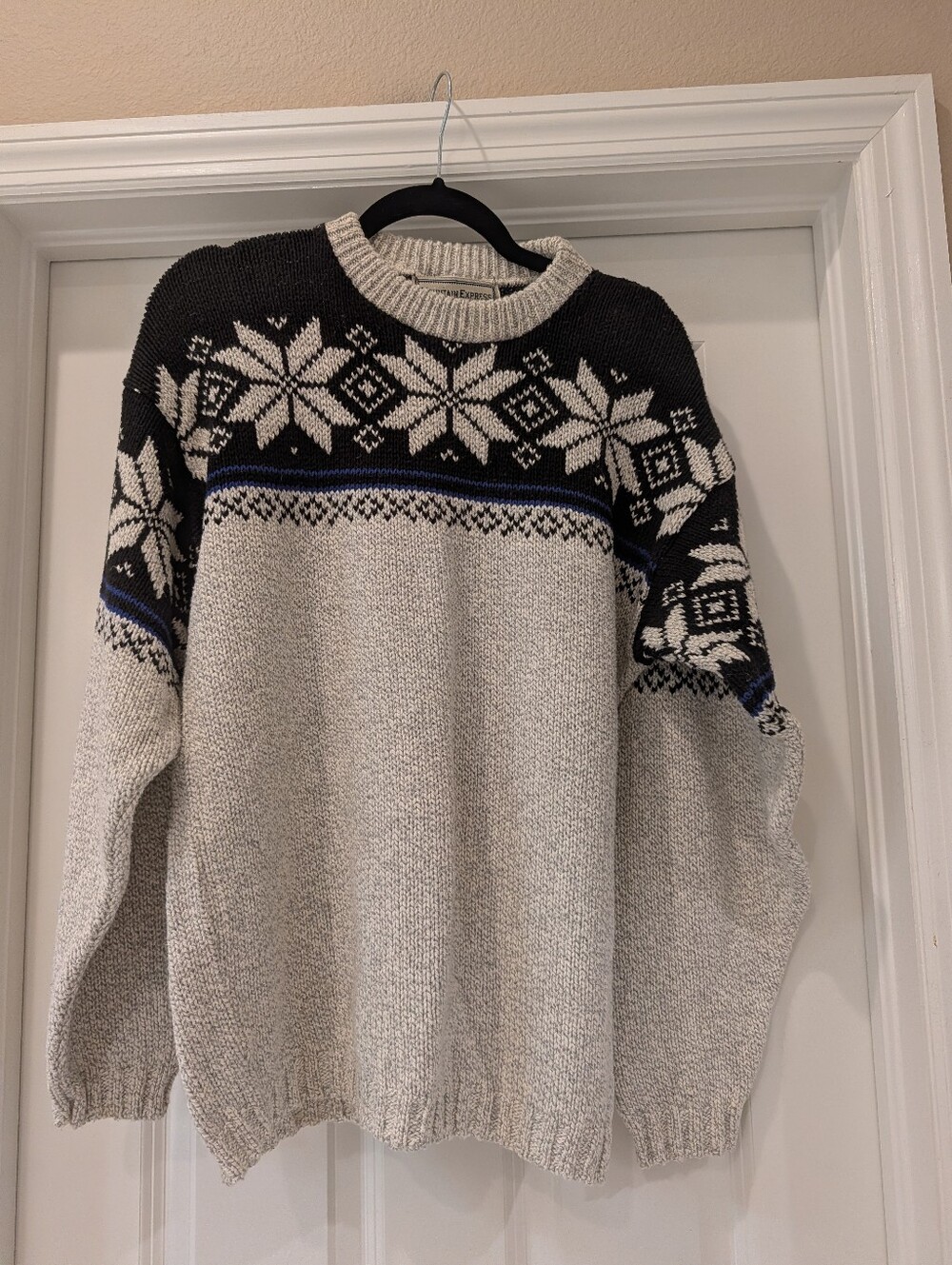 Vintage Mountain Express Crew Neck Cotton Ski Snowflake Sweater Size Small